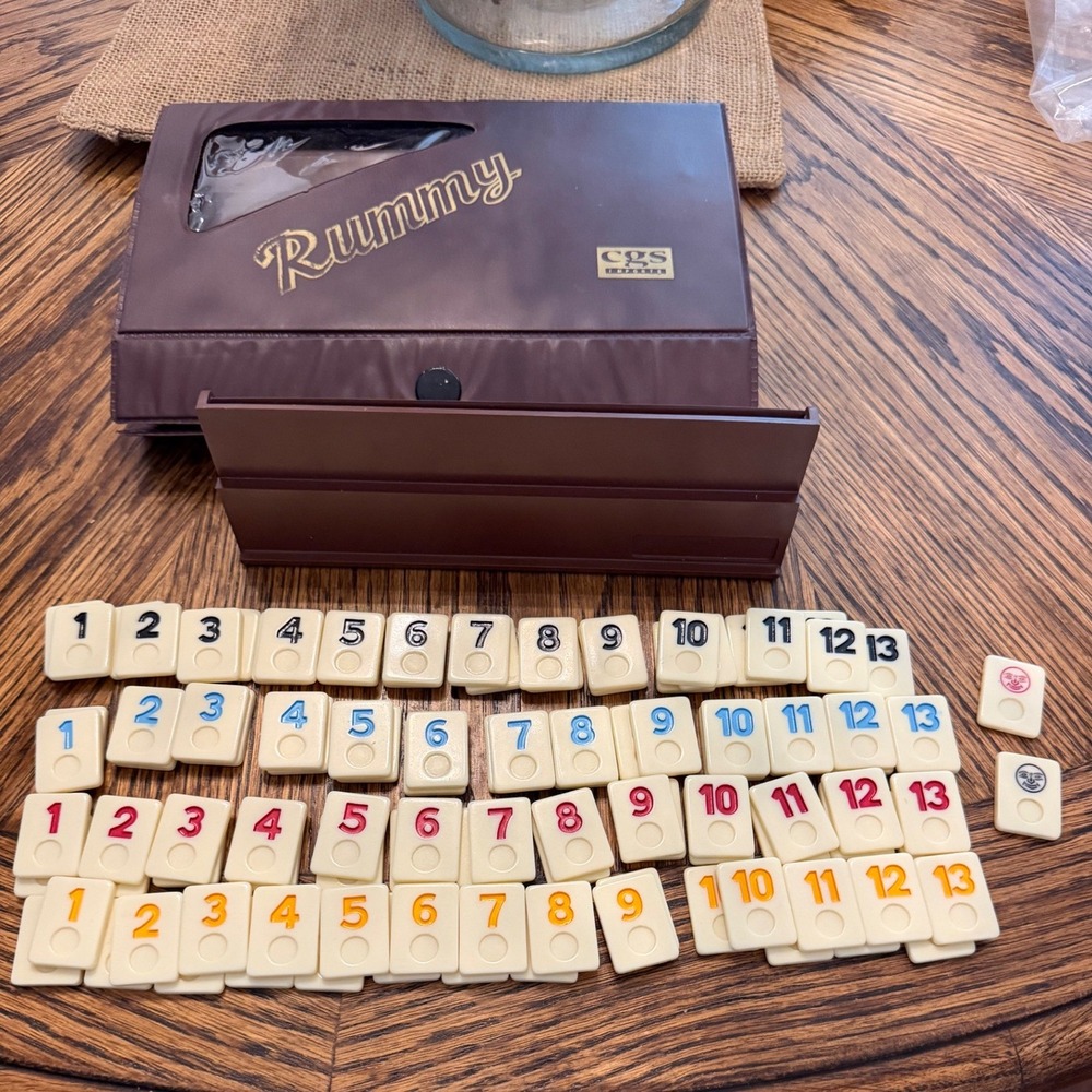 CGS Rummy Tile Game Set Brown Travel Case‎ 3 Racks 106 Tiles Replacement Pieces